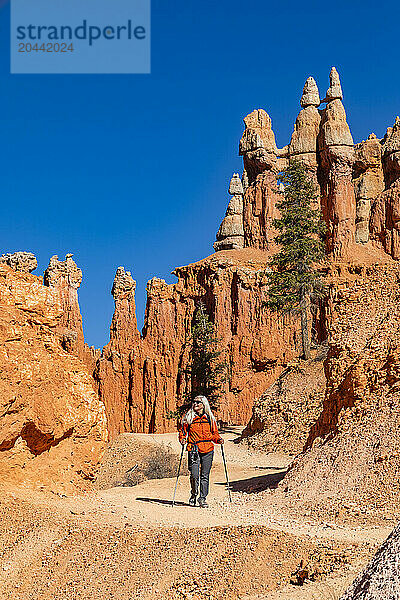 Senior woman hiking in Bryce Canyon National Park