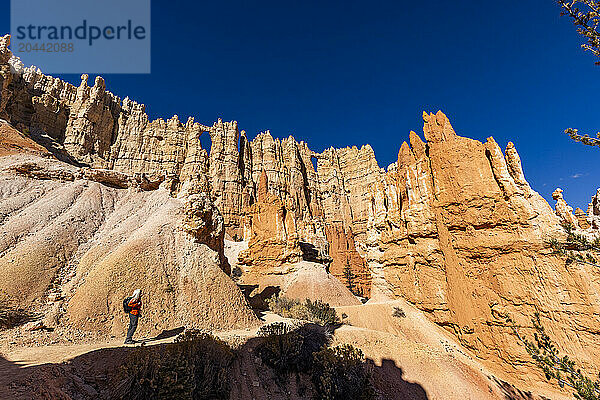 Woman looking at view in Bryce Canyon National Park