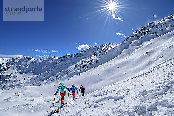 Senior man with women hiking on Karwendel mountains at Tyrol in Austria