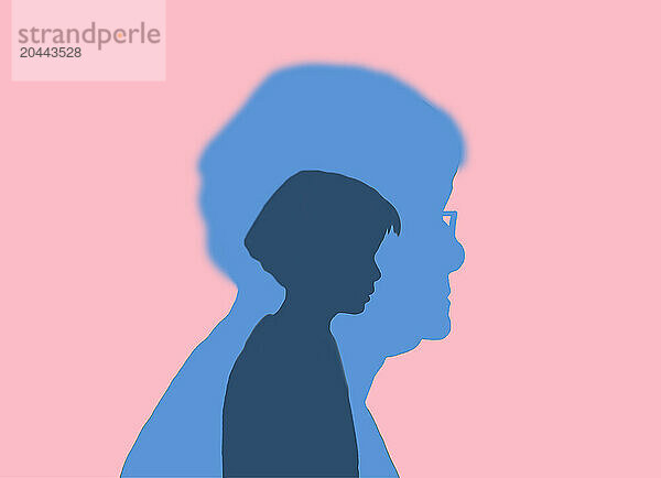 Â illustration of young girl inside elderly woman