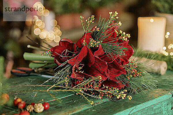 Bouquet on table in flower shop