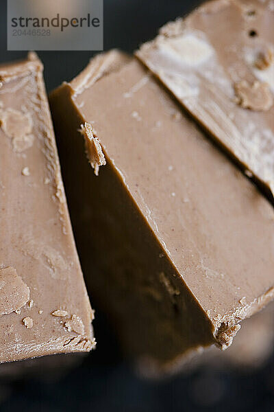 Extreme close up of chunks of chocolate