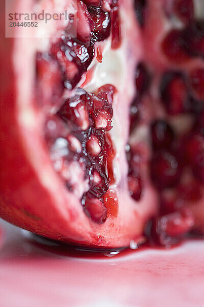 Extreme close up of a pomegranate