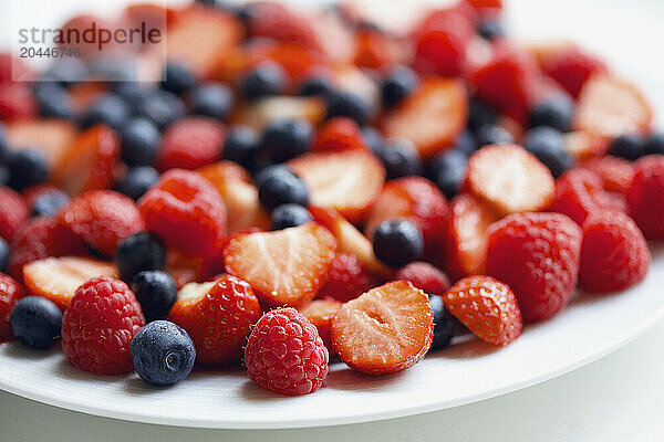 Strawberries  Raspberries and Blueberries  Close-up View