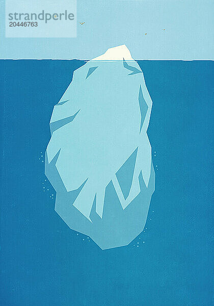 Large underwater iceberg in blue ocean