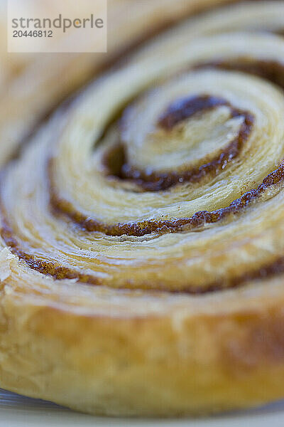 Extreme close up of a danish pastry