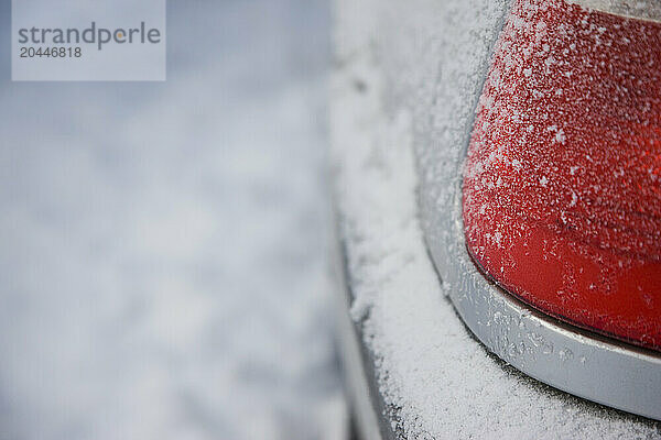 Taillight covered in snow