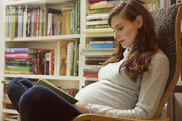 Pregnant Woman Reading Book