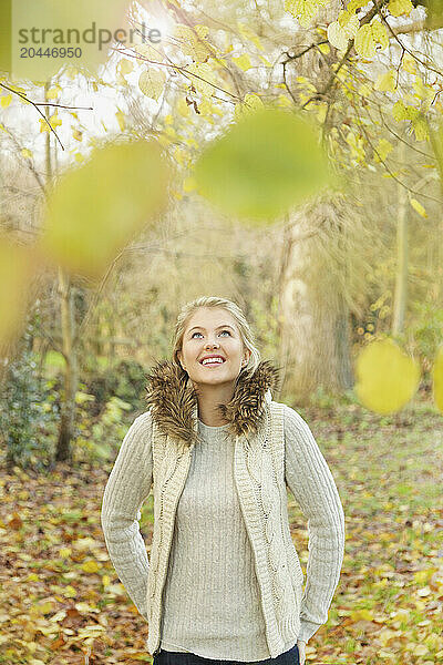 Young Woman in Autumn Park