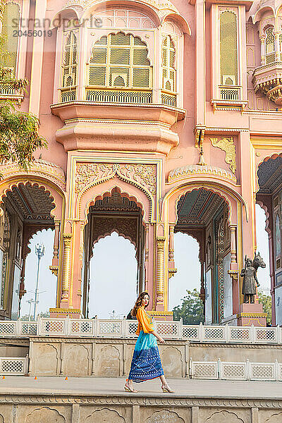 Woman at the Patrika Gate  Jaipur  Rajasthan  India  Asia