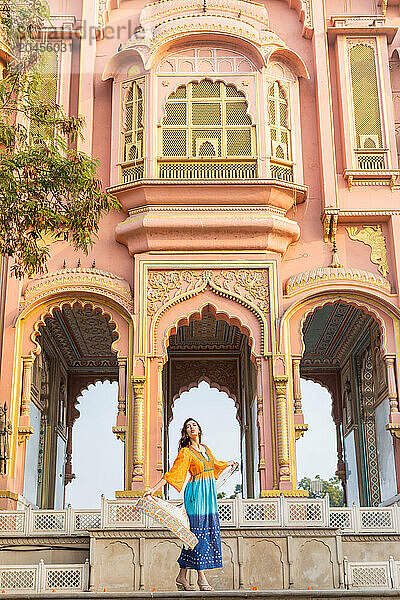 Woman at the Patrika Gate  Jaipur  Rajasthan  India  Asia