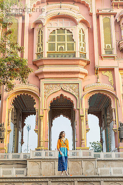 Woman at the Patrika Gate  Jaipur  Rajasthan  India  Asia