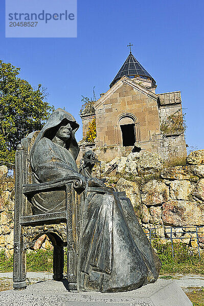 Statue of Mkhitar Gosh  1130-1213  writer  thinker  priest  founder of Goshavank Monastery  Gosh village  Dilijan National Park  Tavush region  Armenia  Eurasia