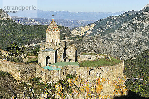 Tatev monastery standing on the edge of a deep gorge of the Vorotan River  Syunik Province in southeastern Armenia  Eurasia