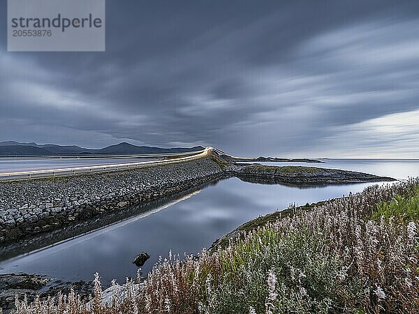 Storseisundbrua bridge  part of the Atlantic Road  Atlanterhavsveien  cloudy mood  Møre og Romsdal  Norway  Europe