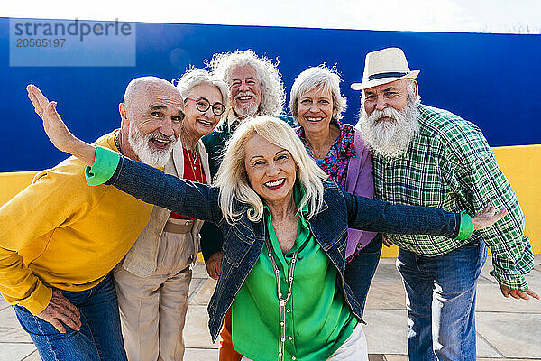 Carefree senior friends enjoying leisure time together