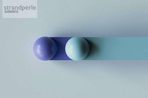 3D render of bars and spheres over blue background