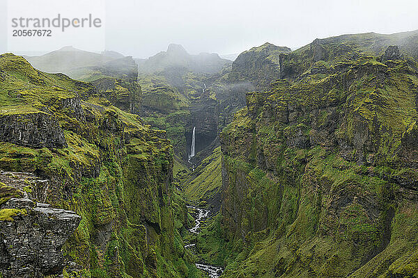 Iceland  Austurland  Mulagljufur canyon during foggy weather