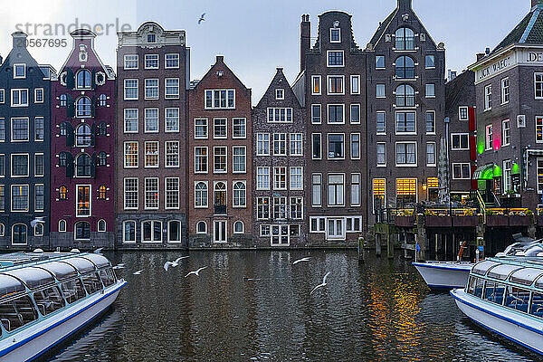 Dancing Houses near Amstel river in Netherlands