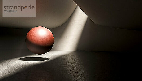 3D render of illuminated corridor with Levitating ball