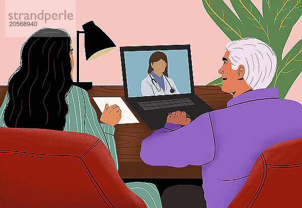 Couple consulting virtually with doctor