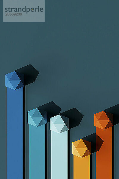 Colorful bar chart with geometric shapes