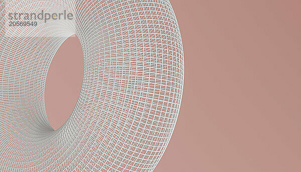 3d rendering of grid pattern on doughnut against pink background