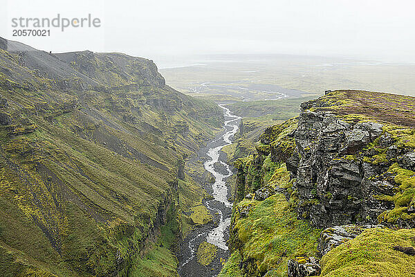 Iceland  Austurland  Mulagljufur canyon during foggy weather