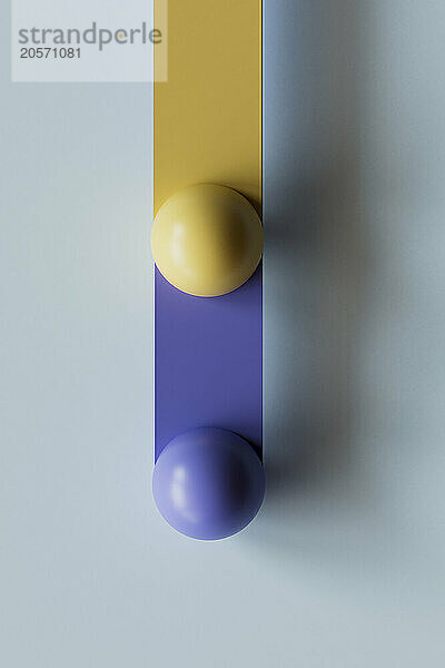 3D render of spheres and bars against blue background