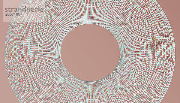 3d rendering of grid pattern on doughnut against pink colored background