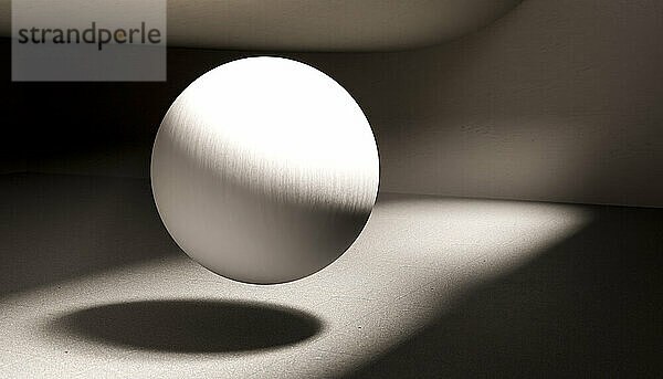 3D render of illuminated gray colored corridor with white Levitating ball