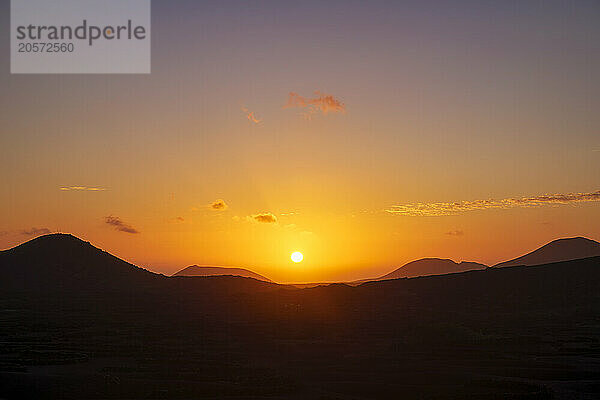 Spain  Canary Islands  Hills of Lanzarote island at sunset