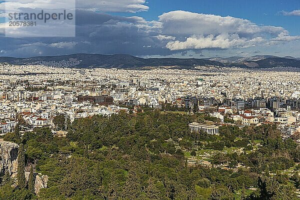 City of Athens in an aerial view from Acropolis Hills