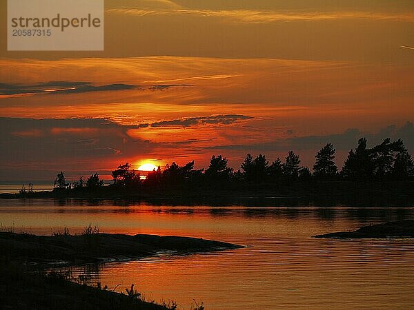 sunset in lake vänern in sweden  sunset in sweden  lake vänern