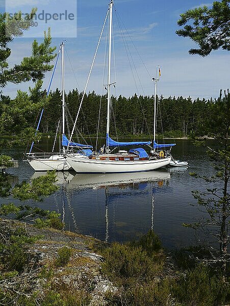 Sailboats anchored in Lake Vänern