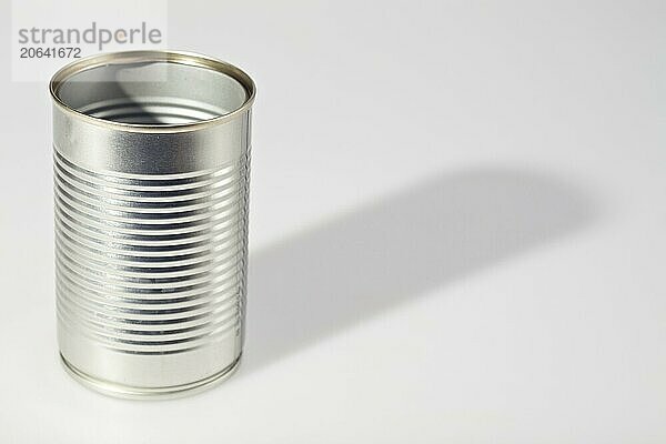 Empty tin can isolated on white