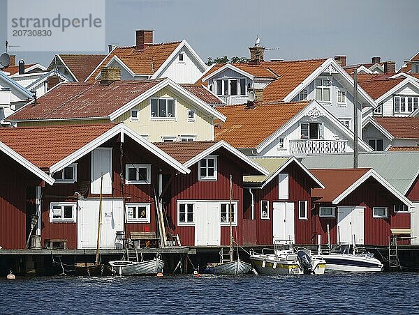 Wooden terraced houses on the Swedish west coast near Smögen