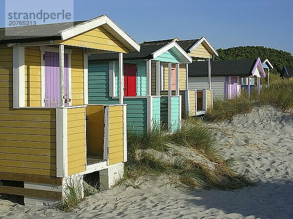 Cabins on the beach at Skanör in Sweden