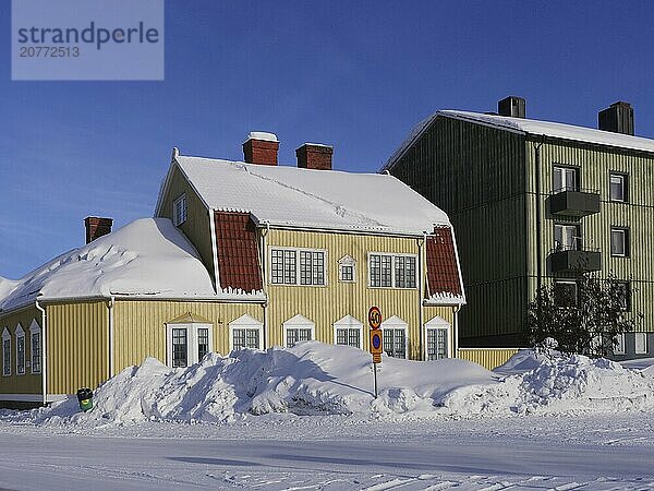 Houses in snowy Kiruna