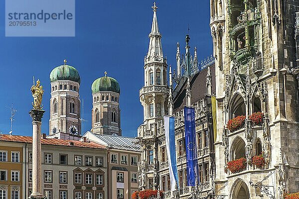 The Frauenkirche Cathedral  Symbol of Munich with wonderful blue sky