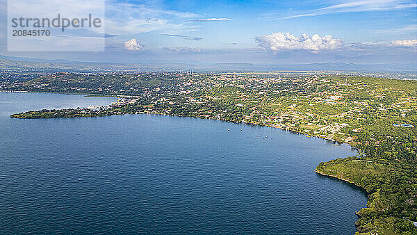 Aerial of Kigoma  on Lake Tanganyika  Tanzania  East Africa  Africa