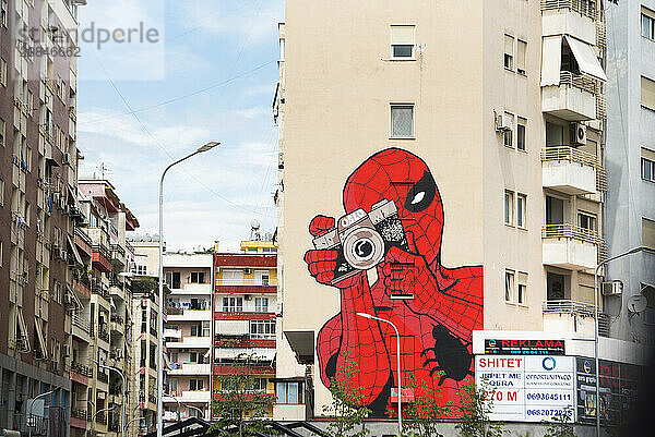 Mural painting  Tirana  Albania  Europe