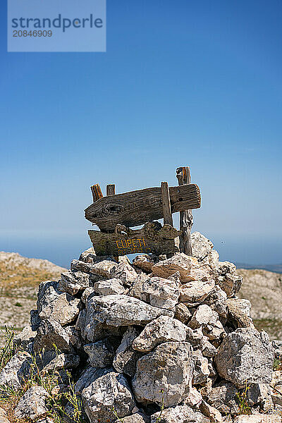 Punta Cupetti  top of the mountain  Sardinia  Italy  Mediterranean  Europe