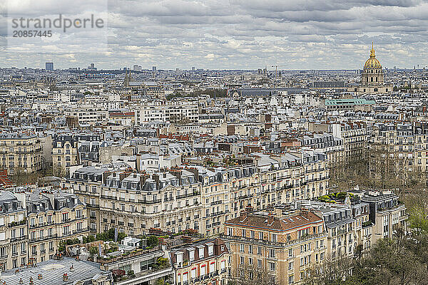 View from the Eiffel Tower to the Invalides  Paris  Île-de-France  France  Europe