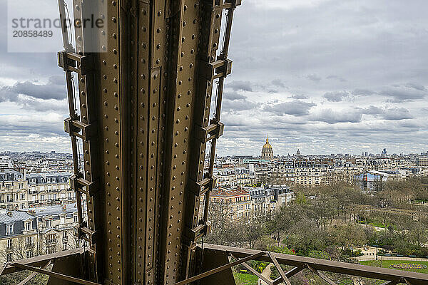 View from the Eiffel Tower to the Invalides  Paris  Île-de-France  France  Europe