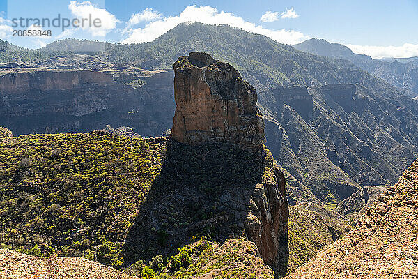 Beautiful Roque Palmes near Roque Nublo in Gran Canaria  Canary Islands