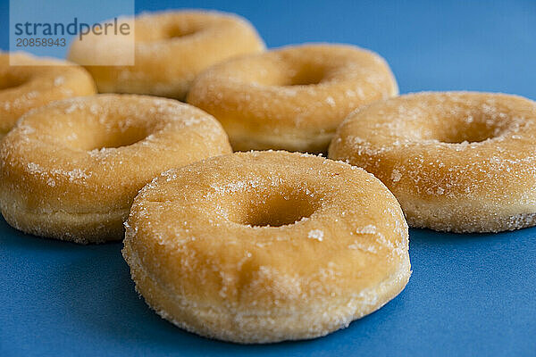 Doughnuts on blue background