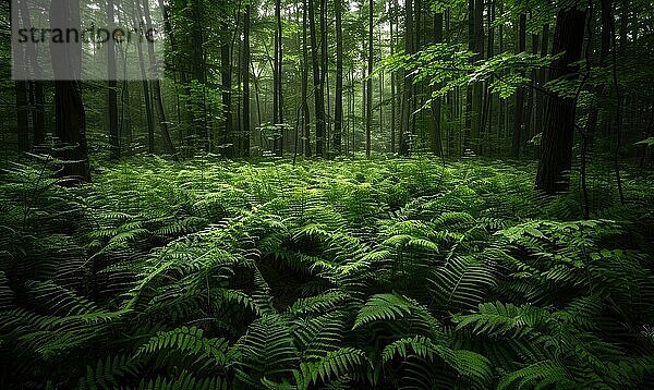 Closeup view of a bush in green spring forest AI generated