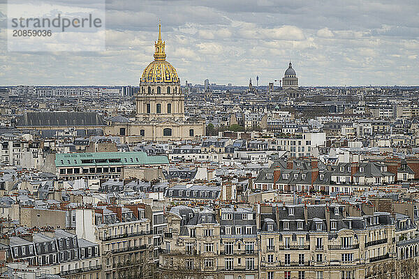 View from the Eiffel Tower to the Invalides  Paris  Île-de-France  France  Europe