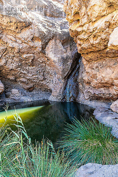 Beautiful waterfall at Charco Azul in El Podemos a Agaete on Gran Canaria  Canary Islands